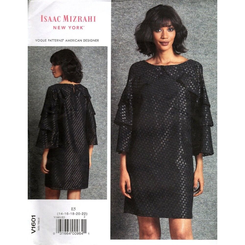 Vogue V1601 Misses 14 to 22 Isaac Mizrahi Designer Dress Uncut Sewing Pattern